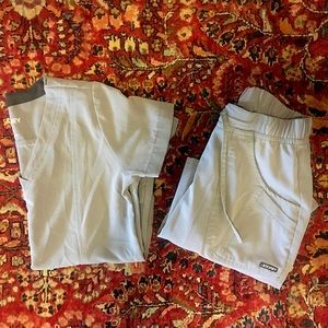 XXS grey jockey scrub top & matching XSP scrub pants